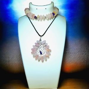 Pink Rose Quarts Necklace and Bracelet